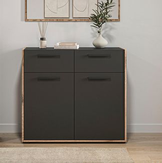 Home affaire Kommode MUSTA, Breite: 95cm, 2 Schubkästen, 2 Türen, 4 Fächer, Anrichte, Sideborad, Highboard, Schrank, Schuhkommode, Flurkommode