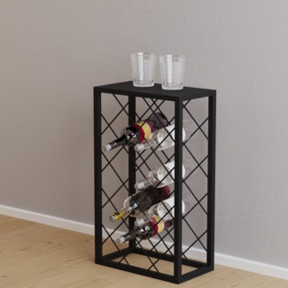 Weinregal Amasia aus Metall 74x45x22 cm Schwarz [en. casa]