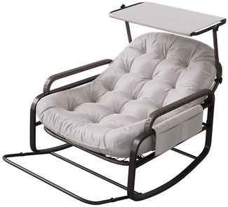 Furnishings Home Schaukelstuhl Rattanstuhl mit Eisenrahmen, gepolsterter Sitzfläche und Rückenlehne (1 St), Mit Aufbewahrungstasche,Einziehbar verstecken Beinstütze, Sonnenschirm