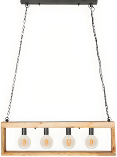 Vente-unique - Hängeleuchte mit 4 Strahlern Industrial Stil - Holz & Metall - 31x100 cm - Naturfarben & Schwarz - OLIUS