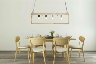 Vente-unique - Hängeleuchte mit 4 Strahlern Industrial Stil - Holz & Metall - 31x100 cm - Naturfarben & Schwarz - OLIUS