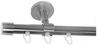 BASIT Gardinenstange Innenlauf Edelstahloptik 20mm mit Deckenträgern 120 cm E30, Ø 20 mm, 1-läufig, verschraubt, Aluminium, D30 120 cm E30 Kappe