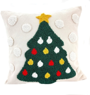 heimtexland Dekokissen natürliche Weihnachtsdeko Kissenhülle Zierkissen, hochwertiges Deko Kissen Weihnachten I aufwendig bestickt