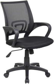 Dmora Stuhl mit Rädern Reticolo, Netzarbeitsstuhl mit Armlehnen, ergonomischer Bürositz, 59x54h90/100 cm, Schwarz