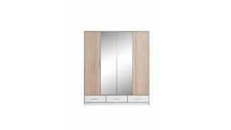 Stylefy Anselm Kleiderschrank II Sonoma Eiche Weiß Hochglanz
