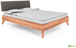 byoak Bett GREG 3 aus Massivholz mit Polsterkopfteil, Naturgeölt