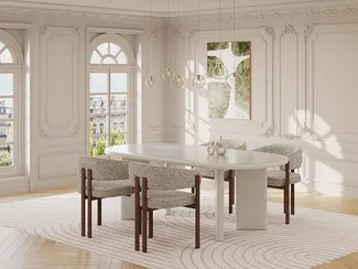 Vente-unique - MARUZA Esstisch Holz, Platte Beige - B 110 cm x H 75 cm x L 220 cm