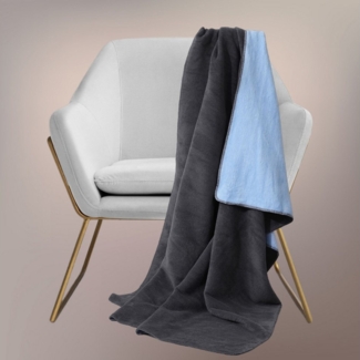 Plaid Plaid Kuscheldecke flauschig Tagesdecke, Baumwolldecke hochwertige, SEI Design, Wohndecke Bicolor Dark/Denim