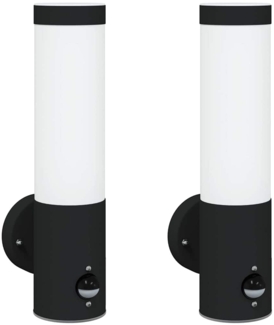 vidaXL Außenwandleuchten mit Sensoren 2 Stk. Schwarz Edelstahl IP44 4005940