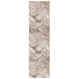 Kadima Design Luxuriöser Wohnzimmer Teppich "Ouse Joy", Metallische Marmorierung - Farbe: Beige, 80x300 cm