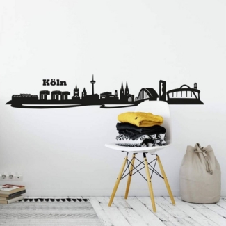 K&L Wall Art Wandtattoo Stadt Wandtattoo Köln Skyline schwarz Silhouette modern 120cm, Wandbild selbstklebend, entfernbar