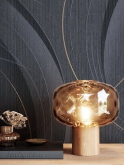 Newroom Vliestapete, Schwarz Tapete Glamour Leicht Glänzend - Mustertapete Schimmer Silber Gold Metallic Modern Muster Linien für Wohnzimmer Schlafzimmer Küche