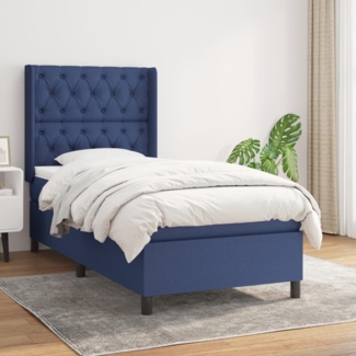 vidaXL Boxspringbett mit Matratze Blau 80x200 cm Stoff 3131631