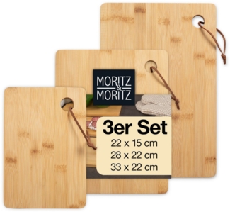 Moritz & Moritz Schneidebrett Bambus Schneidebretter, Bambus, (3er Set, 3-St), 3 Größen