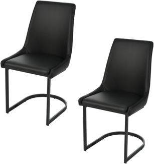 Merax Freischwinger (Set, 2 St), 2er Set Polsterstühle Esszimmerstühle Schwingstühle, Kunstleder, Schwarz