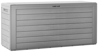 Deuba® XXL Auflagenbox 280L Wetterfest UV-beständig Deckel Abschliessbar Garten Balkon 120 x 46 x 57 cm Gartentruhe Gartenbox Truhe Holz Optik Grau