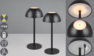 my home LED Außen-Tischleuchte Abbey Tischleuchte 2er-Set, Dimmfunktion, USB-Ladefunktion, LED fest integriert, Warmweiß, 2er Set Outdoor Akku Tischlampe Pilzdesign USB-C 4-fach Touch Dimmer