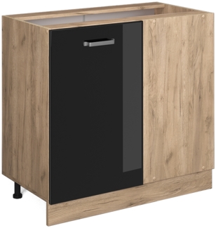 Eckunterschrank R-Line Schwarz Hochglanz 86 cm ohne Arbeitsplatte Vicco