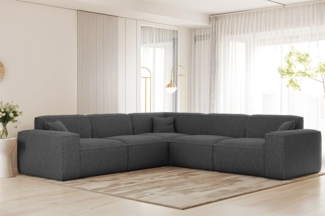 Ecksofa Designersofa CELES PREMIUM in Stoff Sven Dunkelgrau Seite Universal