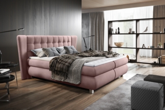 99rooms Florian Boxspringbett 160x200 cm Struktur JAZZ Rosa Bonell-Federung