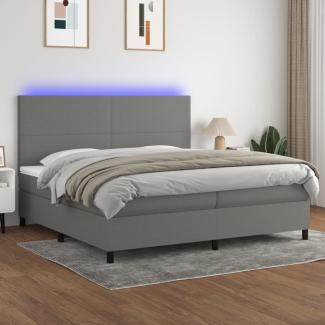 vidaXL Boxspringbett mit Matratze & LED Stoff Dunkelgrau 200 x 200 cm, Härtegrad: H2 [3134742]