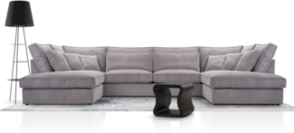AX LIVING graue Eckcouch Wohnlandschaft XXL U Form Celleri U 407 cm