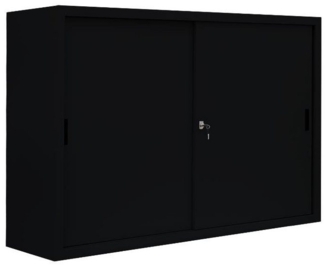 Großer Schiebetürenschrank Schiebetüren Büro Aktenschrank Sideboard aus Stahl Schwarz 1090 x 1600 x 450 mm (Höhe x Breite x Tiefe) 550159