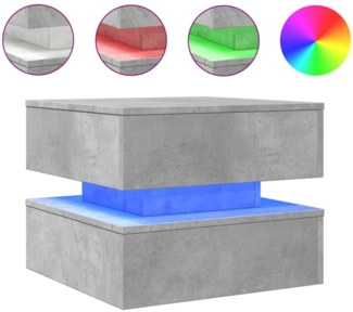 Couchtisch, Sofatisch mit LED-Leuchten Betongrau 50x50x40 cm