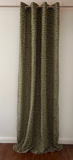 novumfix Vorhang Ösenvorhang Olive-grün mit Stickerei Ethno-Style 140x260 cm(BxH), blickdicht, Baumwollmischgewebe, extra lang