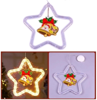QUBEBU LED Stern Sterne Weihnachtsbeleuchtung Aufhängen Batteriebetriebene, Saugnäpfe, Glocke, Fensterbeleuchtung Weihnachten,für Fenster, Kinderzimmer, Weihnachten