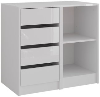 Kommode Sherry Weiß/Weiß Hochglanz 80.2 x 76 cm 2 Teile Vicco