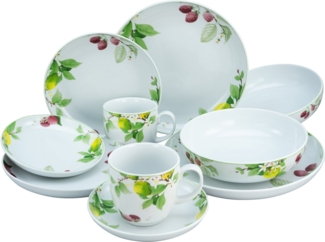 CreaTable 22544 Kombiservice Allround ROYAL ORCHARD für 2 Personen, Porzellan, mehrfarbig (1 Set, 10-teilig)