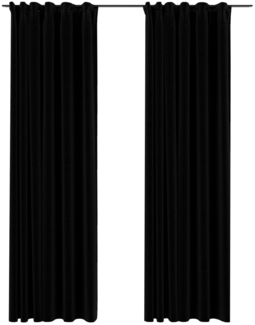 vidaXL Verdunkelungsvorhänge Haken Leinenoptik 2Stk. Schwarz 140x225cm 321157