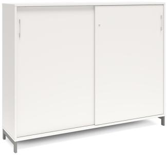 Büroschrank DNA 1600x1275 mm Weiß/Alu grau Schiebetür 3A4