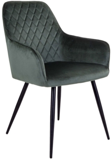 Esszimmerstuhl, Samt, grün, schwarze Beine, HN1206