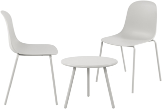 CLP 2er Sitzgruppe Mindin Set 1 Tisch 2 Stapelstühle wetterfest UV-beständig,hellgrau