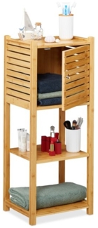 Relaxdays Badregal mit Tür, Bambus natur, 87,5 x 29 x 35 cm