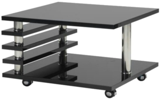 HOOZ Couchtisch Couchtisch mit Rollen 65x65 cm - schwarz Hochglanz