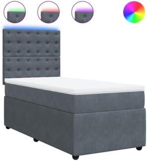vidaXL Boxspringbett mit Matratze Dunkelgrau 90x190 cm Samt 3294527