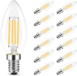 ZMH E14 LED-Lampe, Energiesparlampe, 12 Stück, 4 W, 2700 K, warmweiße Glühbirne