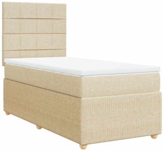 vidaXL Boxspringbett mit Matratze Creme 100x200 cm Stoff 3291972