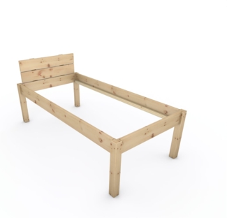 Pfostenbett "metallarm" Zirbe Holzbett "Daybett" 90 x 190cm 58cm Einzelbett