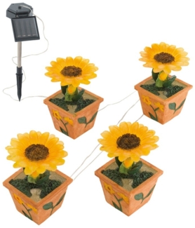 Vier LED Solarleuchten in Form einer Blume
