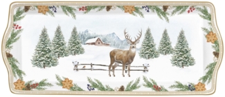 EasyLife Servierteller White Forest, Porzellan, Spülmaschinengeeignet, Weiß, Motiv: Winterwald