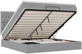 vidaXL Ottoman-Bett mit Matratzen & LEDs Hellgrau 200x200 cm Stoff 3314114