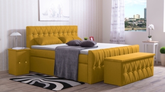 Meisterbetten Boxspringbett Cool 160x220 in WT-Yellow, Matratzenbezug Nano, Komfortschaum-Topper