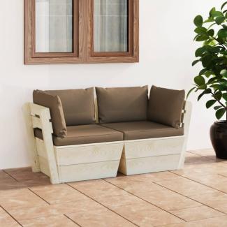 vidaXL Garten-Palettensofa 2-Sitzer mit Kissen Fichtenholz 3063392