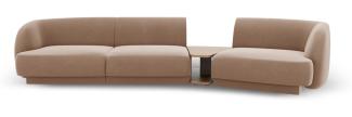 Micadoni Modulares Sofa Miley 3-Sitzer Rechts Samtstoff Cappuccino