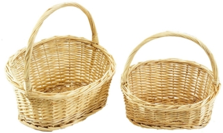 Kobolo Dekokorb Geschenkkorb Präsentkorb - geflochtene Weide hell - 2er Set