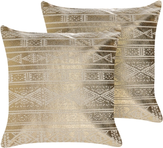 Kissen 2er Set OUJDA Baumwolle 50 x 50 cm Geometrisches Muster Gold